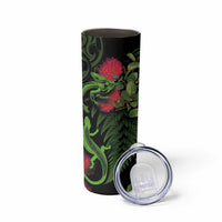 New Zealand Chameleon and Gecko Skinny Tumbler Maori Silver Fern and Pohutukawa Decoration LT03 - Polynesian Pride
