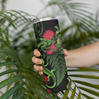 New Zealand Chameleon and Gecko Skinny Tumbler Maori Silver Fern and Pohutukawa Decoration LT03 - Polynesian Pride