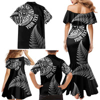 Personalised New Zealand Maori Art Tattoo and Silver Fern Family Matching Mermaid Dress and Hawaiian Shirt LT03 - Polynesian Pride