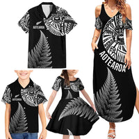 Personalised New Zealand Maori Art Tattoo and Silver Fern Family Matching Summer Maxi Dress and Hawaiian Shirt LT03 - Polynesian Pride