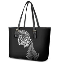 Personalised New Zealand Maori Art Tattoo and Silver Fern Leather Tote Bag LT03 - Polynesian Pride