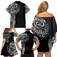 Polynesian Art Traditional Tattoo Family Matching Off Shoulder Short Dress and Hawaiian Shirt Simple Style LT03 - Polynesian Pride