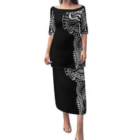 Polynesian Art Traditional Tattoo Family Matching Puletasi and Hawaiian Shirt Simple Style LT03 Mom's Dress Black - Polynesian Pride