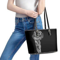 Polynesian Art Traditional Tattoo Leather Tote Bag Simple Style