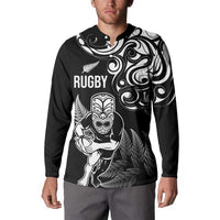 New Zealand Maori Warrior Rugby Button Sweatshirt Silver Fern LT03 - Polynesian Pride