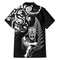New Zealand Maori Warrior Rugby Family Matching Tank Maxi Dress and Hawaiian Shirt Silver Fern LT03 - Polynesian Pride