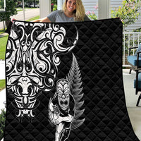 New Zealand Maori Warrior Rugby Quilt Silver Fern LT03 Black - Polynesian Pride