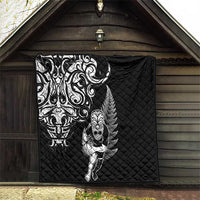 New Zealand Maori Warrior Rugby Quilt Silver Fern LT03 - Polynesian Pride