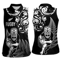 New Zealand Maori Warrior Rugby Women Sleeveless Polo Shirt Silver Fern
