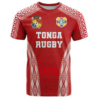 Custom Tonga Pacific Rugby 2024 T Shirt Ngatu Tribal Pattern LT03 Red - Polynesian Pride