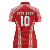Custom Tonga Pacific Rugby 2024 Women Polo Shirt Ngatu Tribal Pattern