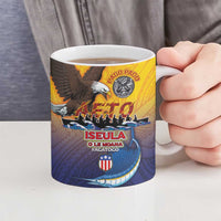 American Samoa Fautasi Ceramic Mug Bald Eage and Sailfish with Kakau Motifs - Polynesian Pride