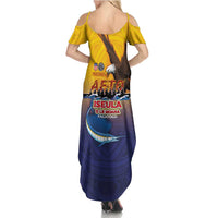 American Samoa Fautasi Family Matching Summer Maxi Dress and Hawaiian Shirt Bald Eage and Sailfish with Kakau Motifs - Polynesian Pride
