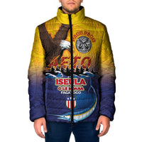 American Samoa Fautasi Padded Jacket Bald Eage and Sailfish with Kakau Motifs - Polynesian Pride