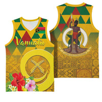 Melanesian Vanuatu Basketball Jersey With Tapa Tribal Pattern and Triangle Geometric Tricolor - Polynesian Pride