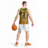 Melanesian Vanuatu Basketball Jersey With Tapa Tribal Pattern and Triangle Geometric Tricolor - Polynesian Pride