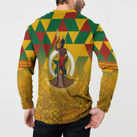 Melanesian Vanuatu Button Sweatshirt With Tapa Tribal Pattern and Triangle Geometric Tricolor - Polynesian Pride