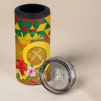 Melanesian Vanuatu 4 in 1 Can Cooler Tumbler With Tapa Tribal Pattern and Triangle Geometric Tricolor - Polynesian Pride