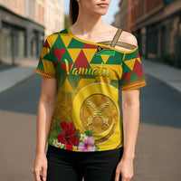 Melanesian Vanuatu Cross Shoulder Shirt With Tapa Tribal Pattern and Triangle Geometric Tricolor - Polynesian Pride