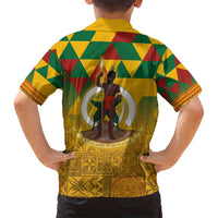 Melanesian Vanuatu Family Matching Puletasi and Hawaiian Shirt With Tapa Tribal Pattern and Triangle Geometric Tricolor - Polynesian Pride