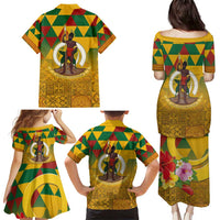 Melanesian Vanuatu Family Matching Puletasi and Hawaiian Shirt With Tapa Tribal Pattern and Triangle Geometric Tricolor - Polynesian Pride