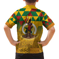 Melanesian Vanuatu Family Matching Short Sleeve Bodycon Dress and Hawaiian Shirt With Tapa Tribal Pattern and Triangle Geometric Tricolor - Polynesian Pride