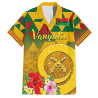 Melanesian Vanuatu Family Matching Summer Maxi Dress and Hawaiian Shirt With Tapa Tribal Pattern and Triangle Geometric Tricolor - Polynesian Pride
