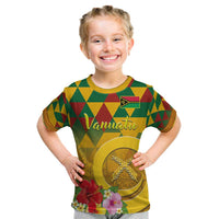 Melanesian Vanuatu Kid T Shirt With Tapa Tribal Pattern and Triangle Geometric Tricolor - Polynesian Pride