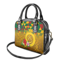Melanesian Vanuatu Shoulder Handbag With Tapa Tribal Pattern and Triangle Geometric Tricolor - Polynesian Pride