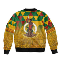 Melanesian Vanuatu Sleeve Zip Bomber Jacket With Tapa Tribal Pattern and Triangle Geometric Tricolor - Polynesian Pride