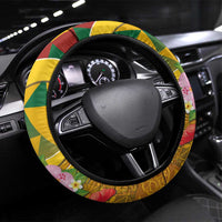 Melanesian Vanuatu Steering Wheel Cover With Tapa Tribal Pattern and Triangle Geometric Tricolor - Polynesian Pride