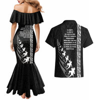 New Zealand Rugby Couples Matching Mermaid Dress and Hawaiian Shirt Haka Dance Tribal God Mask Maori Pattern LT03 - Polynesian Pride