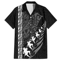 New Zealand Rugby Family Matching Short Sleeve Bodycon Dress and Hawaiian Shirt Haka Dance Tribal God Mask Maori Pattern LT03 Dad's Shirt - Short Sleeve Black - Polynesian Pride