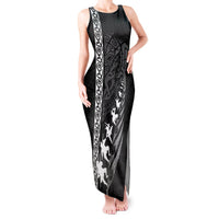 New Zealand Rugby Tank Maxi Dress Haka Dance Tribal God Mask Maori Pattern LT03 Women Black - Polynesian Pride