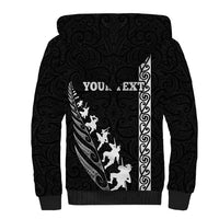 Custom New Zealand Rugby Sherpa Hoodie Haka Dance Tribal God Mask Maori Pattern LT03 - Polynesian Pride