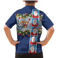 Merry Christmas Family Matching Mermaid Dress and Hawaiian Shirt Funny Santa Claus Cards Photo and Polynesian Pattern Blue Color LT03 - Polynesian Pride