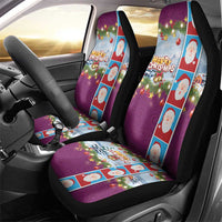 Merry Christmas Car Seat Cover Funny Santa Claus Cards Photo and Polynesian Pattern Pink Color LT03 - Polynesian Pride