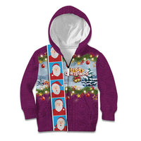Merry Christmas Kid Hoodie Funny Santa Claus Cards Photo and Polynesian Pattern Pink Color