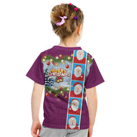 Merry Christmas Kid T Shirt Funny Santa Claus Cards Photo and Polynesian Pattern Pink Color LT03 - Polynesian Pride