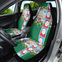Merry Christmas Car Seat Cover Funny Santa Claus Cards Photo and Polynesian Pattern Green Color LT03 - Polynesian Pride