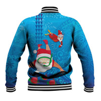 Hawaiian Santa Claus Snorkeling Baseball Jacket Kakau and Polynesian Pattern