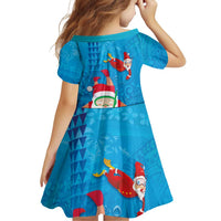 Hawaiian Santa Claus Snorkeling Family Matching Puletasi and Hawaiian Shirt Kakau and Polynesian Pattern