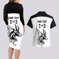 Personalised South Africa and New Zealand Couples Matching Long Sleeve Bodycon Dress and Hawaiian Shirt Champion History Go Final 2023 Vintage Style LT03 - Polynesian Pride