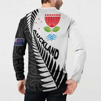 New Zealand Auckland Button Sweatshirt Auckland's Emblem and Silver Ferns - Maori Art Tattoo LT03 - Polynesian Pride