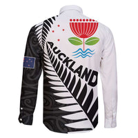 New Zealand Auckland Family Matching Short Sleeve Bodycon Dress and Hawaiian Shirt Auckland's Emblem and Silver Ferns - Maori Art Tattoo LT03 - Polynesian Pride