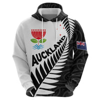 New Zealand Auckland Zip Hoodie Auckland's Emblem and Silver Ferns - Maori Art Tattoo