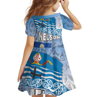 New Zealand Nelson Family Matching Off Shoulder Short Dress and Hawaiian Shirt Nelson's Flag and Seal - Maori Art Tattoo LT03 - Polynesian Pride
