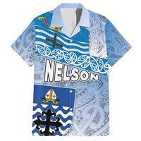 New Zealand Nelson Family Matching Puletasi and Hawaiian Shirt Nelson's Flag and Seal - Maori Art Tattoo LT03 Dad's Shirt - Short Sleeve White - Polynesian Pride