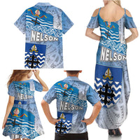 New Zealand Nelson Family Matching Summer Maxi Dress and Hawaiian Shirt Nelson's Flag and Seal - Maori Art Tattoo LT03 - Polynesian Pride