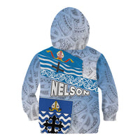 New Zealand Nelson Kid Hoodie Nelson's Flag and Seal - Maori Art Tattoo
